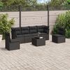 vidaXL Salon de jardin 7 pcs avec coussins noir r&eacute;sine tress&eacute;e