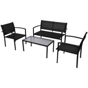 vidaXL Salon de jardin 4 pcs Textil&egrave;ne Noir