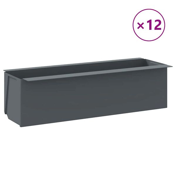 vidaXL Bo&icirc;tes &agrave; fleurs pour palettes euro 12 pcs Gris 36x13,5x9,5cm PP