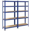 vidaXL &Eacute;tag&egrave;res de rangement &agrave; 5 niveaux 2 pcs Bleu Acier et bois