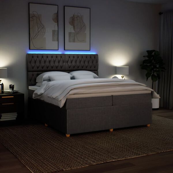 vidaXL Sommier &agrave; lattes de lit avec matelas Taupe 200x200 cm Tissu