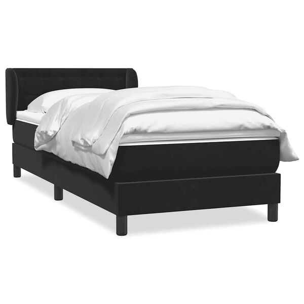 vidaXL Sommier &agrave; lattes de lit avec matelas noir 90x220 cm velours