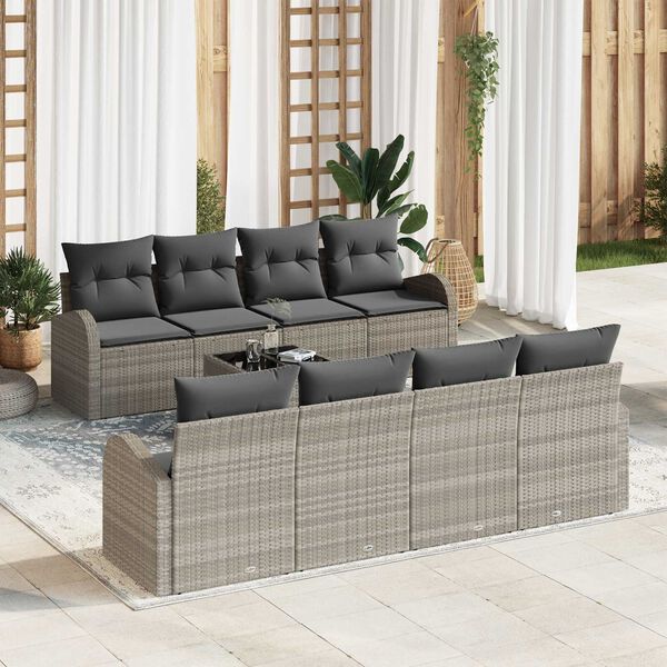 vidaXL Ensemble de canap&eacute; de jardin 9 pcs Gris clair et gris fonc&eacute;