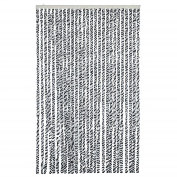 vidaXL Rideau anti-mouches gris et noir et blanc 118x220 cm chenille
