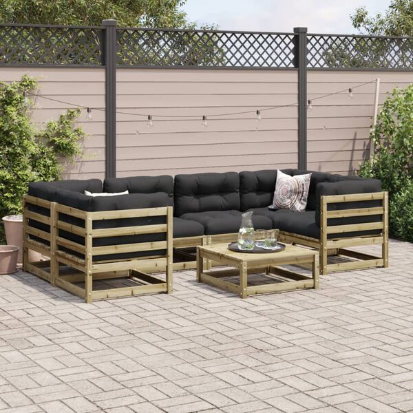 vidaXL Salon de jardin 7 pcs bois de pin impr&eacute;gn&eacute;