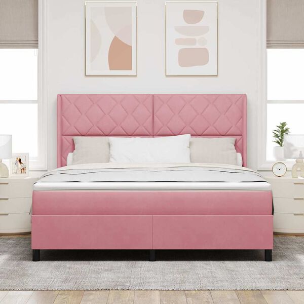 vidaXL Lit &agrave; ressorts avec matelas Rose 180 x 200 cm Velours