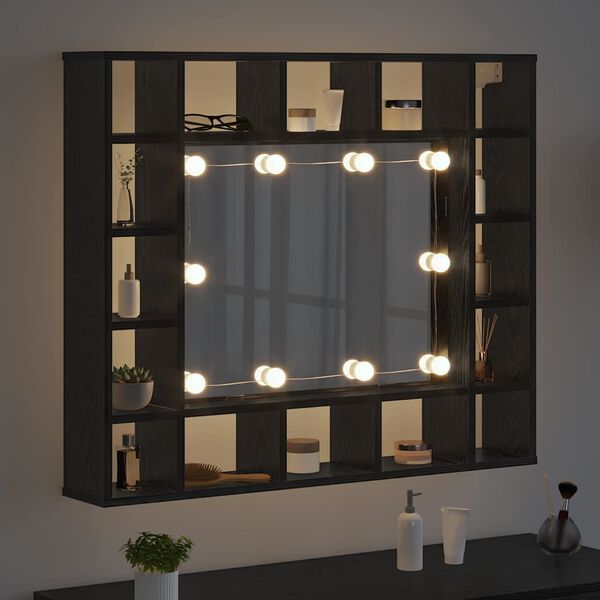 vidaXL Armoire Miroir Ch&ecirc;ne noir 91 x 15 x 76,5 cm Bois d'ing&eacute;nierie