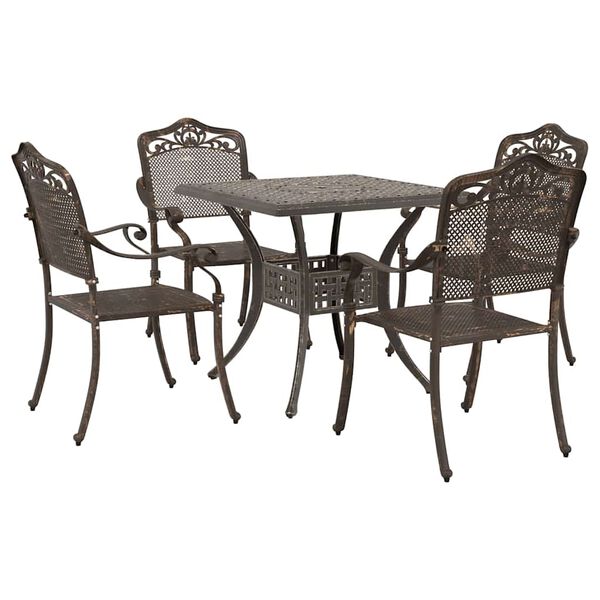 vidaXL Ensemble de tables de jardin 5 pcs Bronze Aluminium coul&eacute;