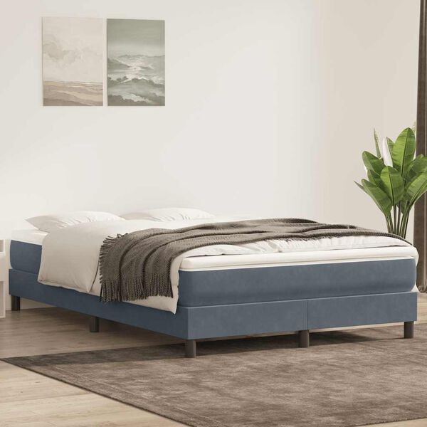 vidaXL Sommier &agrave; lattes de lit et matelas gris fonc&eacute; 160x210cm velours