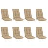 vidaXL Chaises inclinables de jardin et coussins lot de 8 Teck solide