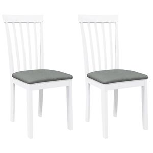 vidaXL Chaises &agrave; manger coussins 2 pcs blanc bois massif caoutchouc