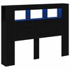 vidaXL Tête de lit LED avec étagère Chêne noir 140 x 18,5 x 103,5 cm