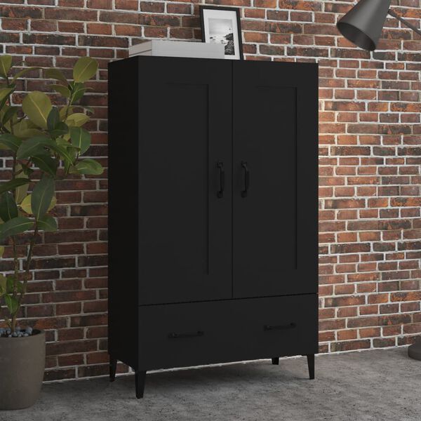 vidaXL Buffet haut noir 70x31x115 cm bois d'ingénierie