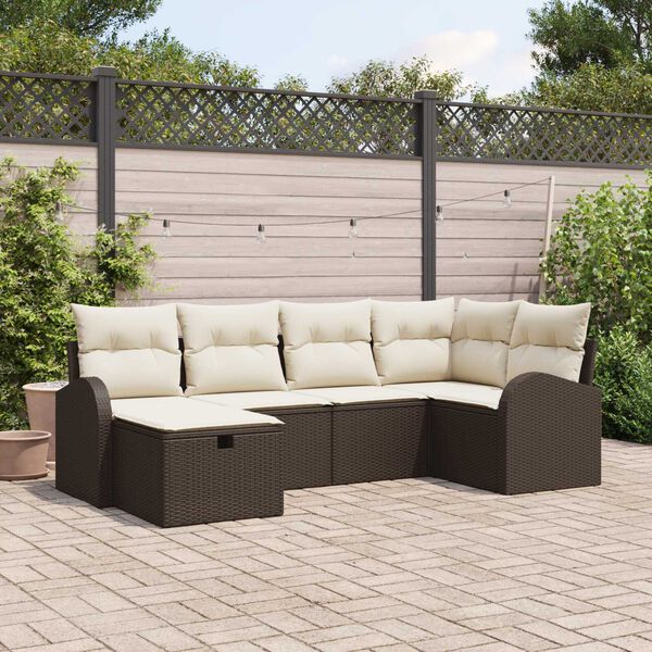 vidaXL Ensemble de canap&eacute; de jardin 6 pcs Marron Poly rotin