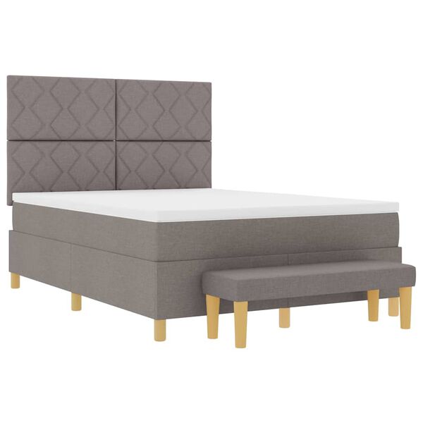 vidaXL Lit &agrave; ressorts avec matelas Taupe 160 x 200 cm tissu