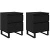 vidaXL Cabinet de chevet 2 pi&egrave;ces Ch&ecirc;ne noir 40 x 35 x 50 cm