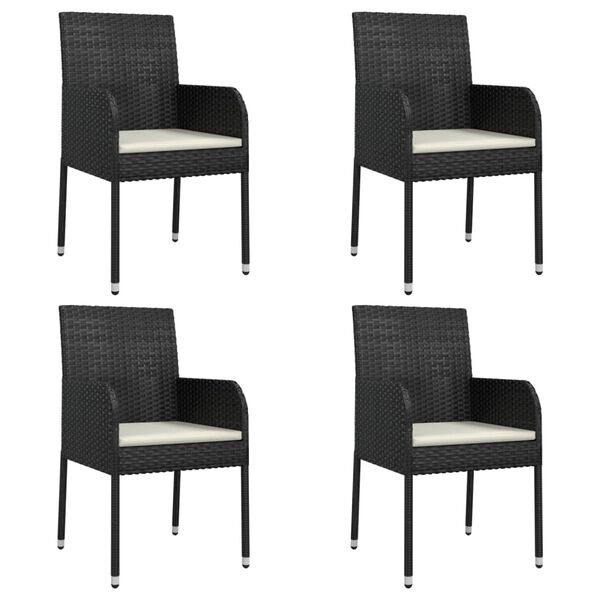 vidaXL Ensemble &agrave; manger de jardin coussins 5pcs Noir R&eacute;sine tress&eacute;e