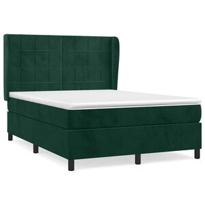 vidaXL Sommier &agrave; lattes de lit et matelas Vert fonc&eacute; 140x190cm Velours