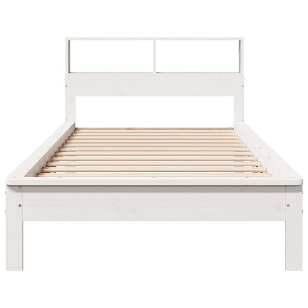 vidaXL Lit biblioth&egrave;que sans matelas blanc 90x190cm bois de pin massif