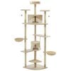 vidaXL Arbre &agrave; chat avec griffoirs en sisal 203 cm Beige et Blanc
