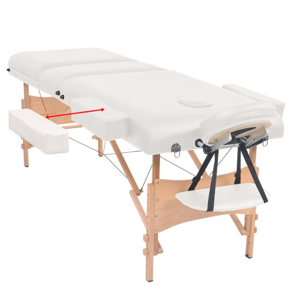 vidaXL Table de massage pliable &agrave; 3 zones 10 cm d'&eacute;paisseur Blanc
