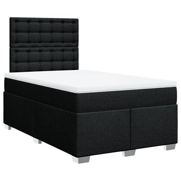 vidaXL Sommier &agrave; lattes de lit avec matelas noir 120x190 cm tissu