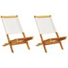 vidaXL Chaises de jardin lot de 2 blanc cr&egrave;me bois acacia massif tissu