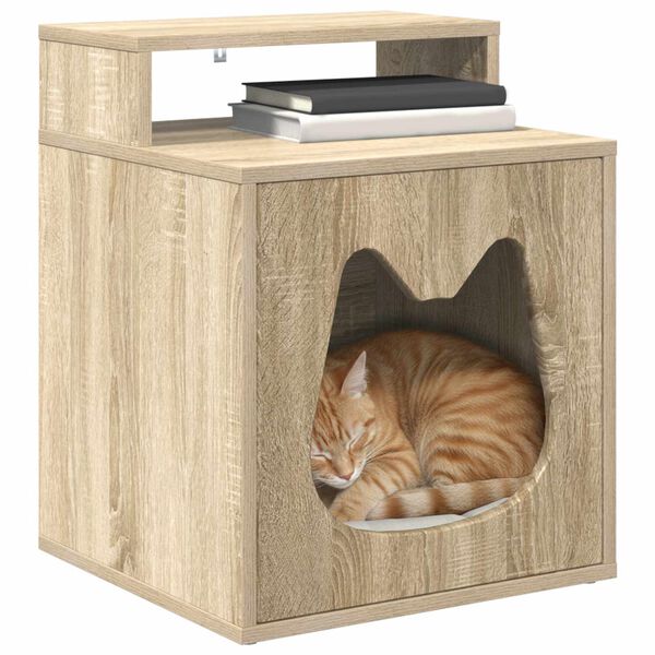 vidaXL Maison pour chat Sonoma 42,5 x 40 x 53,5 cm Bois d'ing&eacute;nierie