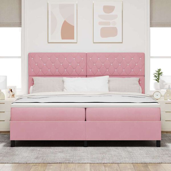 vidaXL Lit &agrave; ressorts avec matelas Rose 200 x 200 cm Velours