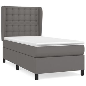 vidaXL Sommier &agrave; lattes de lit avec matelas Gris 80x200 cm Similicuir