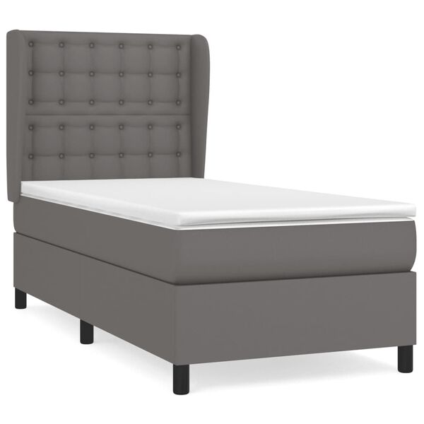 vidaXL Sommier &agrave; lattes de lit avec matelas Gris 80x200 cm Similicuir