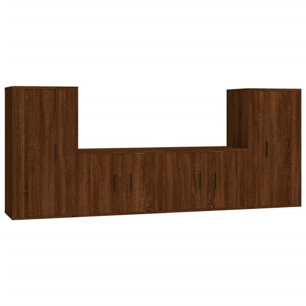 vidaXL Ensemble de meubles TV 4 pcs Ch&ecirc;ne marron Bois d'ing&eacute;nierie