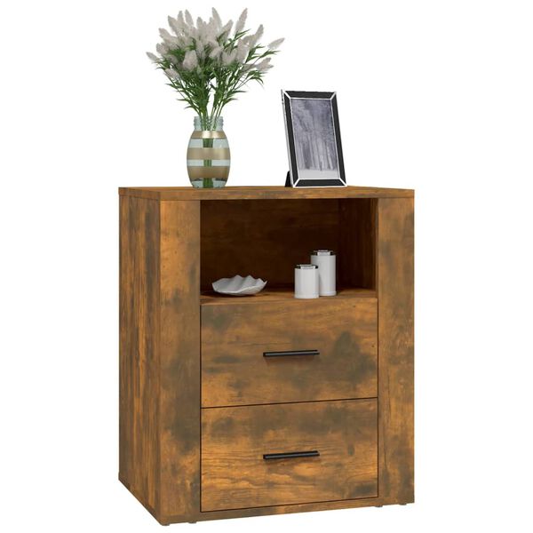 vidaXL Table de chevet Ch&ecirc;ne fum&eacute; 50x36x60 cm Bois d'ing&eacute;nierie