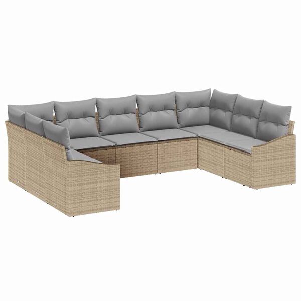 vidaXL Ensemble de canapé de jardin 9 pcs Beige et Gris clair