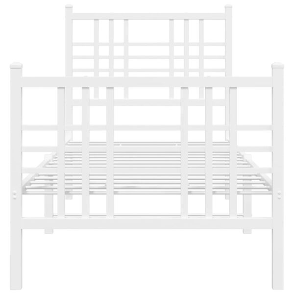 vidaXL Cadre de lit m&eacute;tal sans matelas avec pied de lit blanc 80x200cm