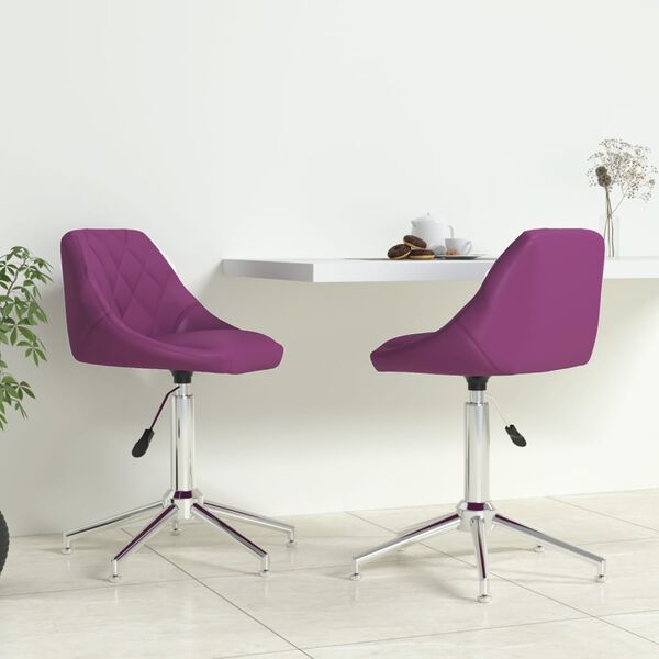 vidaXL Chaises pivotantes &agrave; manger lot de 2 violet similicuir