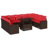 vidaXL Ensemble de canap&eacute; de jardin 10 pcs avec coussins marron r&eacute;sine tress&eacute;e
