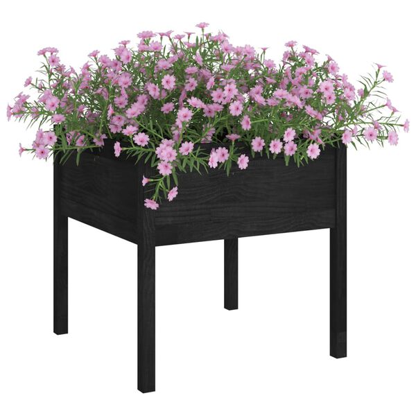 vidaXL Jardinières 2 pcs Noir 70x70x70 cm Bois de pin massif