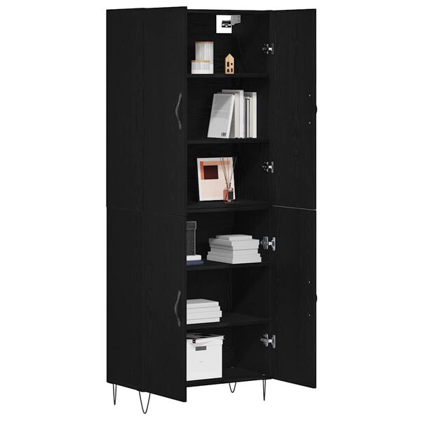 vidaXL Haut Armoire 2 pcs Ch&ecirc;ne noir Bois d'ing&eacute;nierie et verre