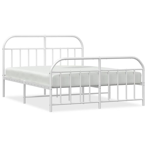 vidaXL Cadre de lit m&eacute;tal sans matelas et pied de lit blanc 160x200 cm