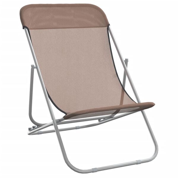 vidaXL Chaises plage pliantes lot de 2 textil&egrave;ne acier enduit poudre