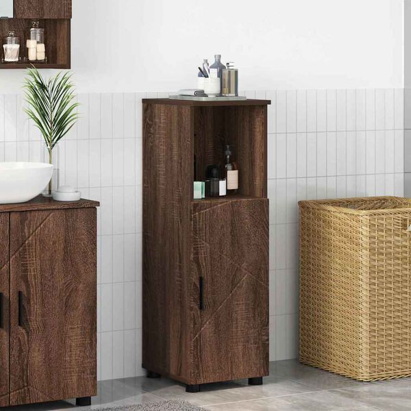 vidaXL Cabinet de salle de bain avec porte Ch&ecirc;ne brun 30 x 35 x 95 cm