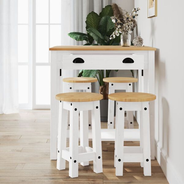 vidaXL Ensemble de bar 5 pcs Blanc Bois de pin massif