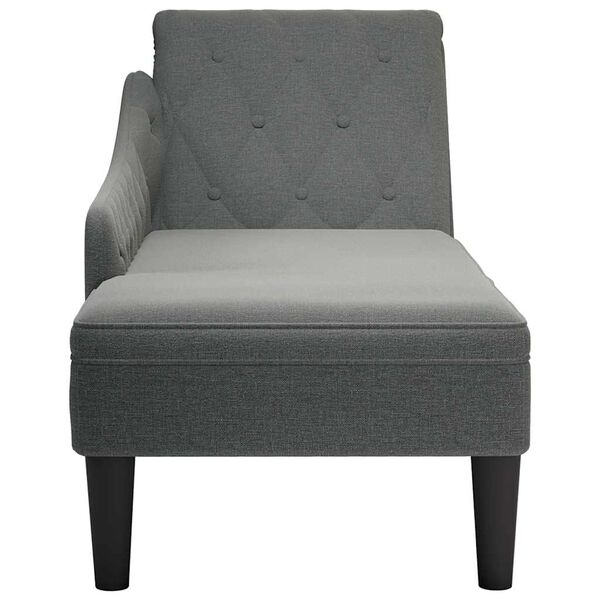 vidaXL Fauteuil long avec coussin et accoudoir droit gris fonc&eacute; tissu