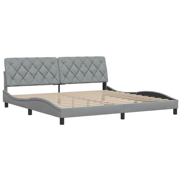 vidaXL Cadre de lit sans matelas gris clair 200x200 cm tissu