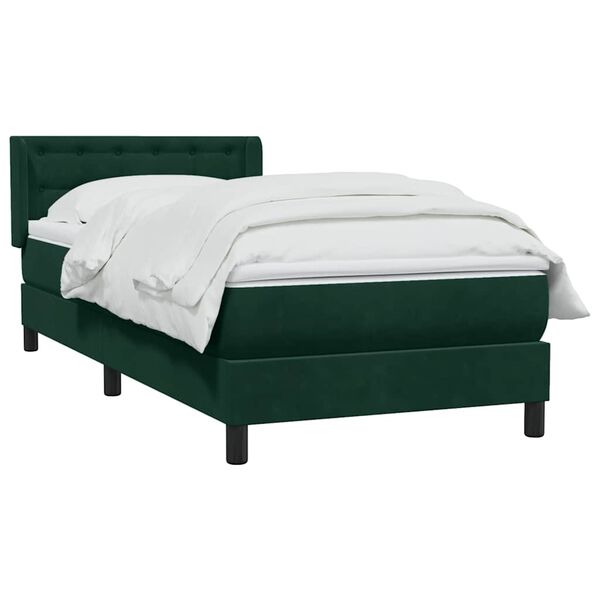 vidaXL Sommier &agrave; lattes de lit et matelas vert fonc&eacute; 80x220 cm velours