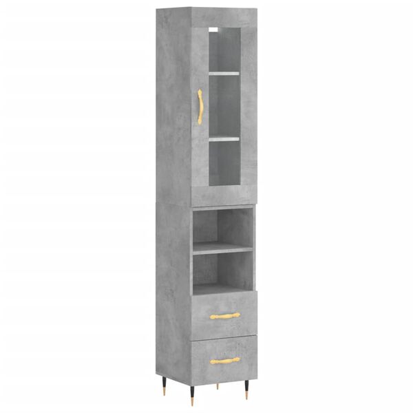 vidaXL Buffet haut Gris b&eacute;ton 34,5x34x180 cm Bois d'ing&eacute;nierie