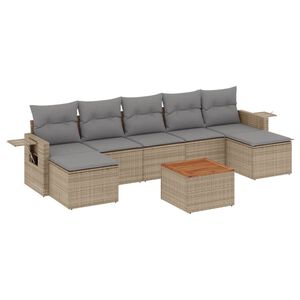 vidaXL Salon de jardin avec coussins 8 pcs beige r&eacute;sine tress&eacute;e