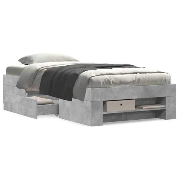 vidaXL Cadre de lit sans matelas gris béton 90x190cm bois d'ingénierie