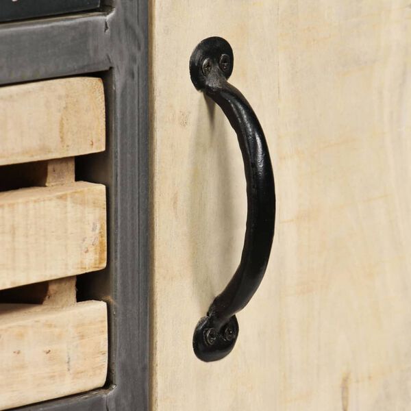 vidaXL Buffet Bois de manguier massif et acier 65x33x76 cm